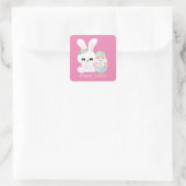 Schattigee paaskonijntjes tekst toevoegen vierkante sticker (Tas)