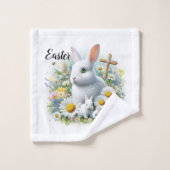 Schattigee paaskonijntjes, wilde bloemen en een kr bad handdoek (Wasdoekje)