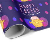 Schattigee paaskuiken en eieren Happy Easter Holid Cadeaupapier (Rol Hoek)