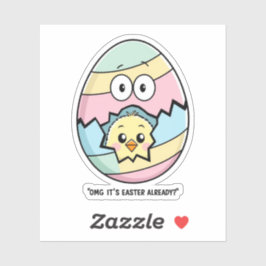 Schattigee paaskuiken in gebarsten ei - Voorjaarsv Sticker