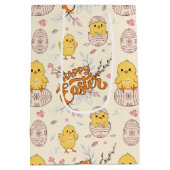 Schattigee Paaskuiken Patroon Gift Bag Medium Cadeauzakje (Achterkant)