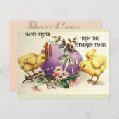 Schattigee  paaskuikens en bloemenei briefkaart (Voorkant / Achterkant)