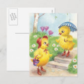 Schattigee paaskuikens feestdagenkaart (Voorkant / Achterkant)