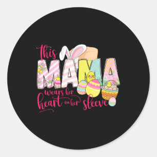 Schattigee Paasmama Bunny Bloemen Moederdag Lente Ronde Sticker