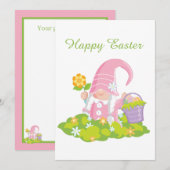 Schattigee paasmand bloem kabouter feestdagenkaart (Voorkant / Achterkant)
