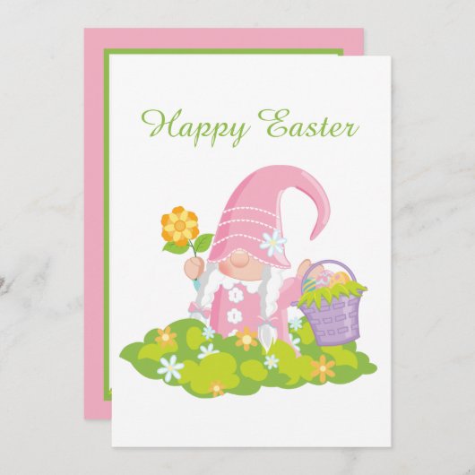Schattigee paasmand bloem kabouter feestdagenkaart (Voorkant / Achterkant)