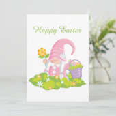 Schattigee paasmand bloem kabouter feestdagenkaart (Staand voorkant)