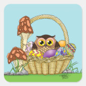 Schattigee paasmand Uil Vierkante Sticker (Voorkant)