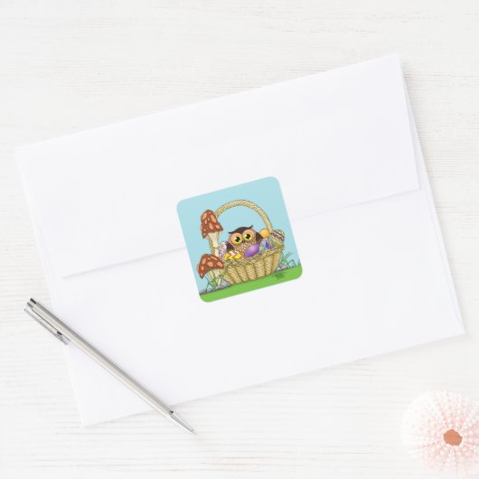 Schattigee paasmand Uil Vierkante Sticker (Envelop)