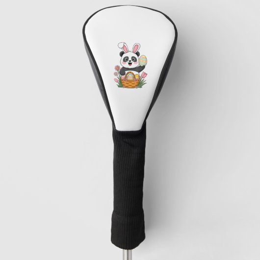 Schattigee Paaspanda Bunny Konijn Paaseieren Mand  Golfheadcover (Voorkant)