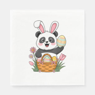 Schattigee Paaspanda Bunny Konijn Paaseieren Mand Servet