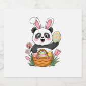 Schattigee Paaspanda Bunny Konijn Paaseieren Mand  Sparkling Wijnetiket (Enkel label)