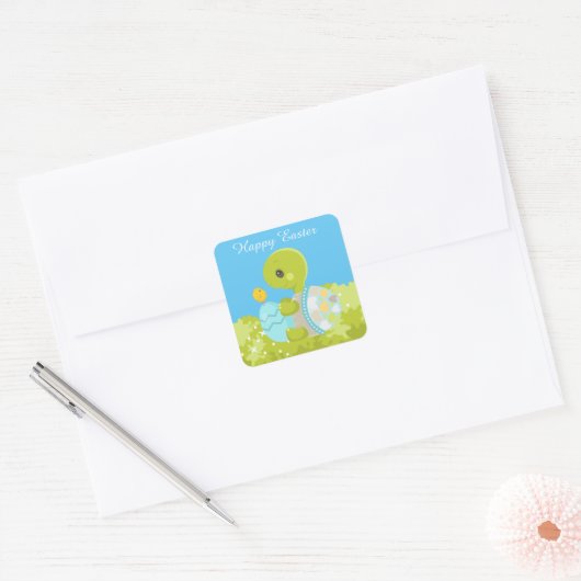 Schattigee Paasschildpad en chick sticker (Envelop)