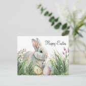 Schattigee paaswensen: Waterverf Bunny en Eggs Briefkaart (Staand voorkant)