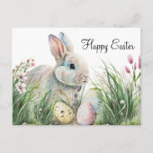 Schattigee paaswensen: Waterverf Bunny en Eggs Briefkaart (Voorkant)