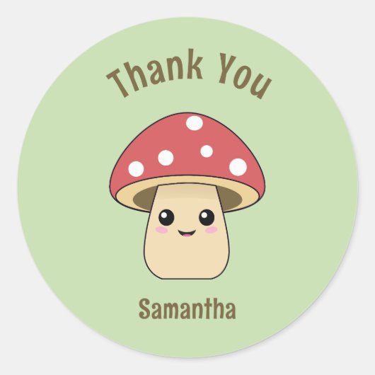Schattigee paddenstoel Dank u Sticker (Voorkant)