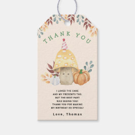 Schattigee paddenstoel Eerste verjaardagsfeestje b Cadeaulabel