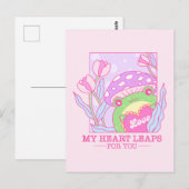Schattigee paddenstoel en kikker - My Heart Leaps  Briefkaart (Voorkant / Achterkant)