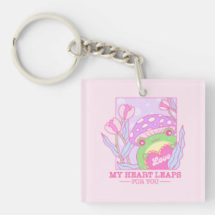 Schattigee paddenstoel en kikker - My Heart Leaps Sleutelhanger