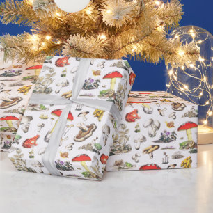 Schattigee paddenstoel kikker slak woud patroon cadeaupapier