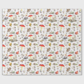 Schattigee paddenstoel kikker slak woud patroon cadeaupapier (Vlak)