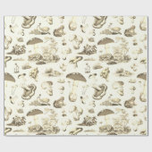 Schattigee paddenstoel kikker slakkenbos beige pat cadeaupapier (Vlak)