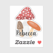 Schattigee paddenstoel monogram naam sticker (Vel)