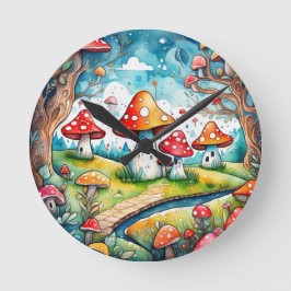 Schattigee paddenstoelen bladeren cottage core des ronde klok