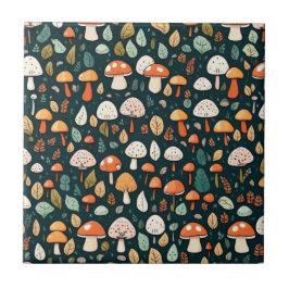 Schattigee paddenstoelen bladeren cottage core des tegeltje