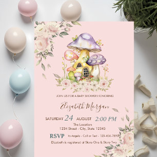 Schattigee Paddenstoelen Bloemen Baby shower Kaart