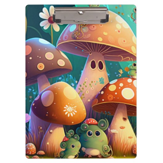 Schattigee paddenstoelen in het bos Spiral Notitie Klembord (Voorkant)