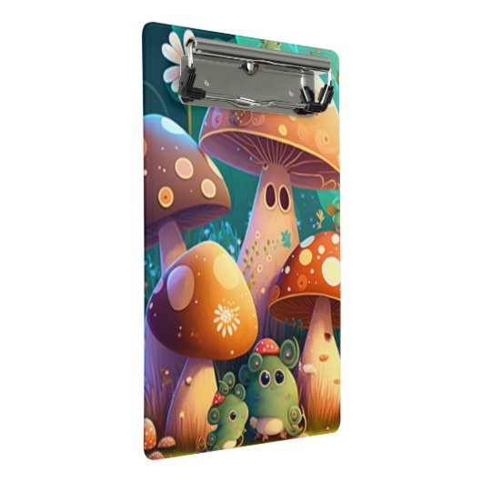 Schattigee paddenstoelen in het bos Spiral Notitie Mini Klembord (Schuin)