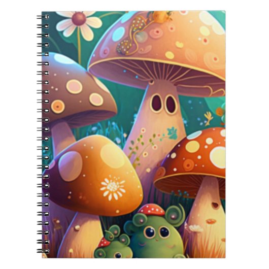 Schattigee paddenstoelen in het bos Spiral Notitie Notitieboek (Voorkant)