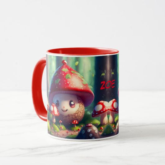 Schattigee paddenstoelen in het bos - veel succes mok (Voorkant links)
