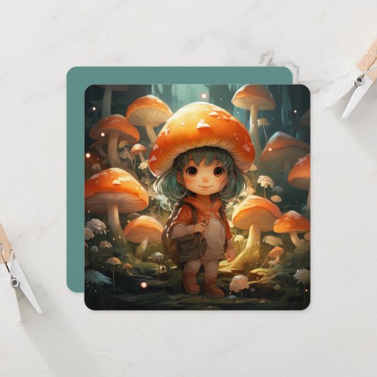 Schattigee paddenstoelen platte kaart (Voorkant / Achterkant in situ)