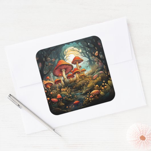 Schattigee paddenstoelen sticker (Envelop)