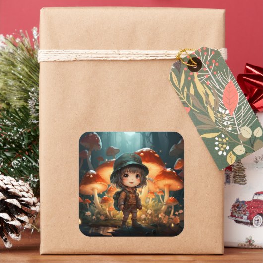 Schattigee paddenstoelen sticker (Feestdagen)