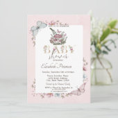 Schattigee paddenstoelen Vlinders Roze Baby shower Kaart (Staand voorkant)