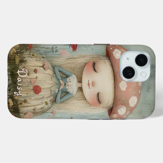 Schattigee paddenstoelenfee in een bloemenweide op Case-Mate iPhone case (Achterkant (horizontaal))