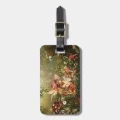 Schattigee paddenstoelenfee in het bos bagagelabel (Voorkant verticaal)