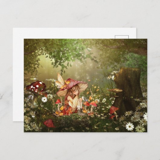 Schattigee paddenstoelenfee in het bos briefkaart (Voorkant / Achterkant)