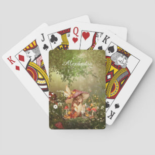 Schattigee paddenstoelenfee in het bos pokerkaarten