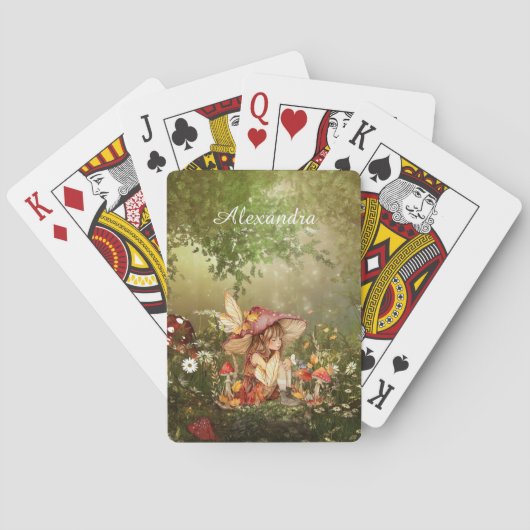 Schattigee paddenstoelenfee in het bos pokerkaarten (Achterkant)