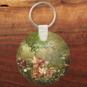 Schattigee paddenstoelenfee in het bos sleutelhanger (Achterkant)