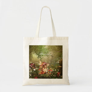 Schattigee paddenstoelenfee in het bos tote bag
