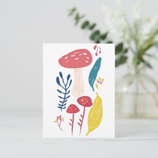 Schattigee paddenstoelillustratie briefkaart (Staand voorkant)