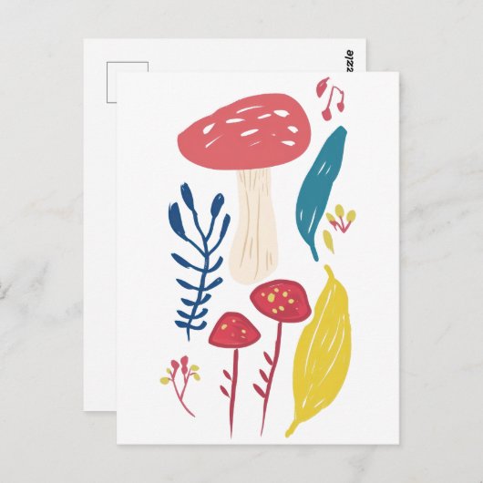 Schattigee paddenstoelillustratie briefkaart (Voorkant / Achterkant)