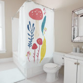 Schattigee paddenstoelillustratie douchegordijn (In situ)