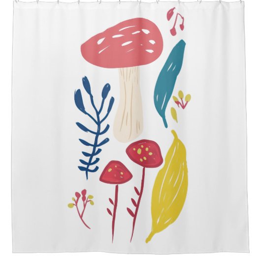 Schattigee paddenstoelillustratie douchegordijn (Voorkant)