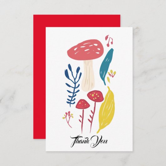 Schattigee paddenstoelillustratie Klein Bedankkaart (Voorkant / Achterkant)